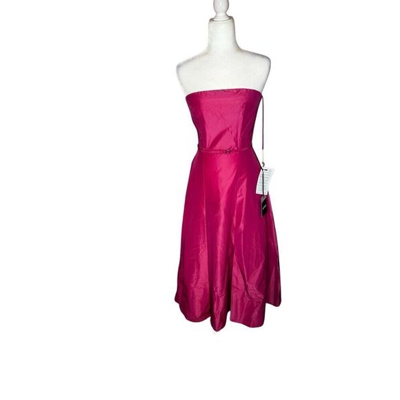 NWT ASPESI Italy Fuchsia strapless silk midi dress size EU40-US 4 - Picture 3 of 13